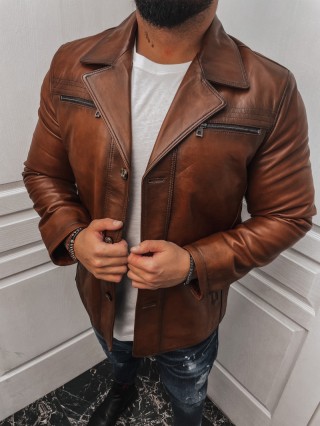 Мъжко яке тип сако от естествена кожа (MLM-0167)